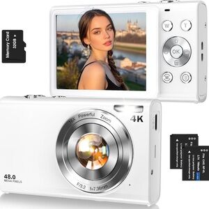 4K Digital Camera with 16X Zoom - White